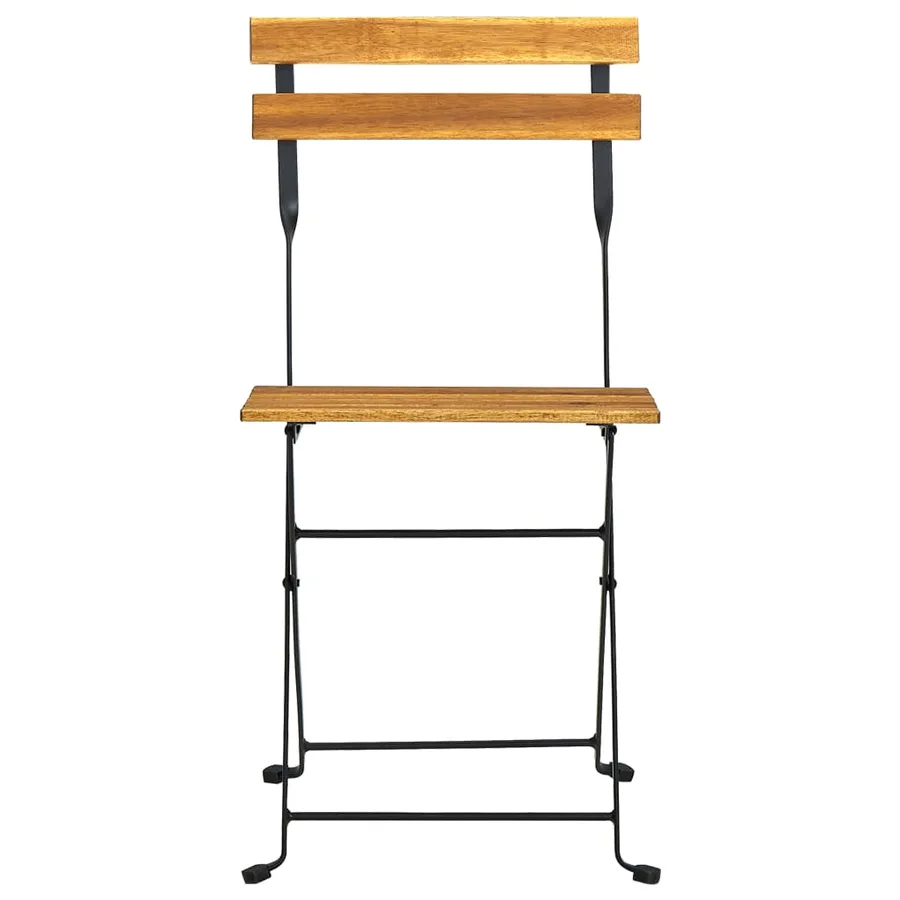 Chaises pliables de jardin lot de 2 Acier et Bois acacia solide - 4