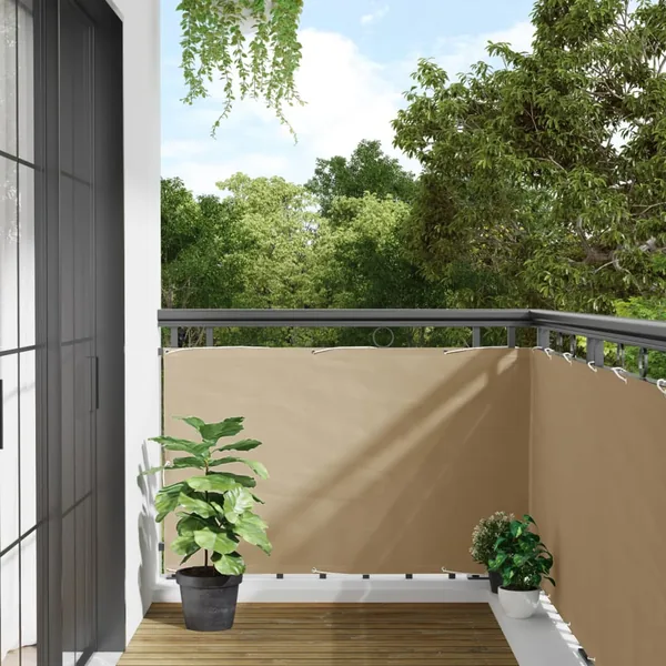 Écran de balcon Beige 90x500 cm Tissu Oxford