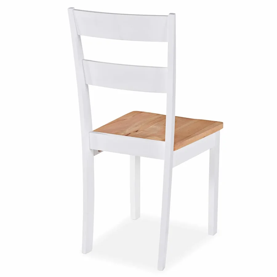 Chaises à manger lot de 6 blanc bois d'hévéa massif - 5