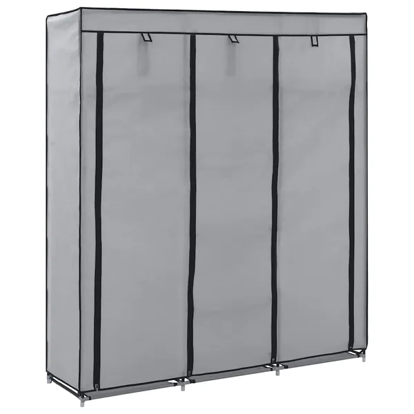 Armoire avec compartiments et barres Gris 150x45x175 cm Tissu