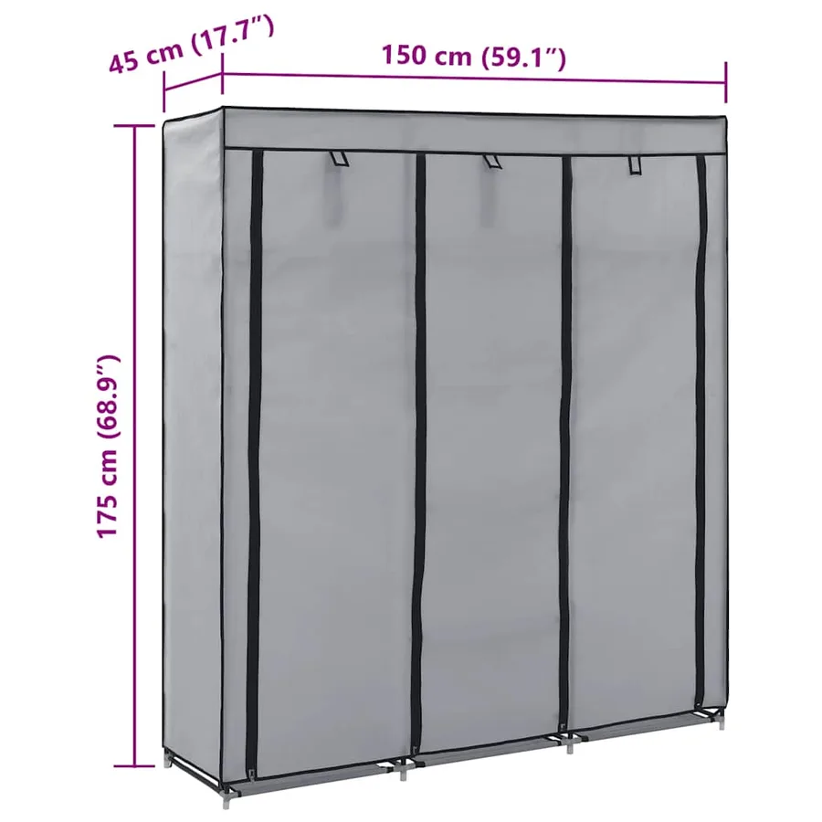 Armoire avec compartiments et barres Gris 150x45x175 cm Tissu - 10