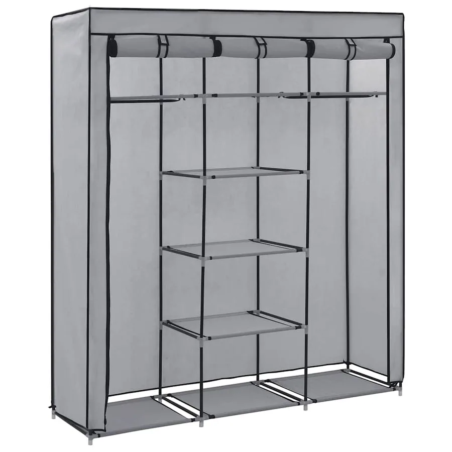 Armoire avec compartiments et barres Gris 150x45x175 cm Tissu - 2