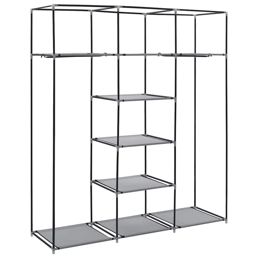 Armoire avec compartiments et barres Gris 150x45x175 cm Tissu - 3