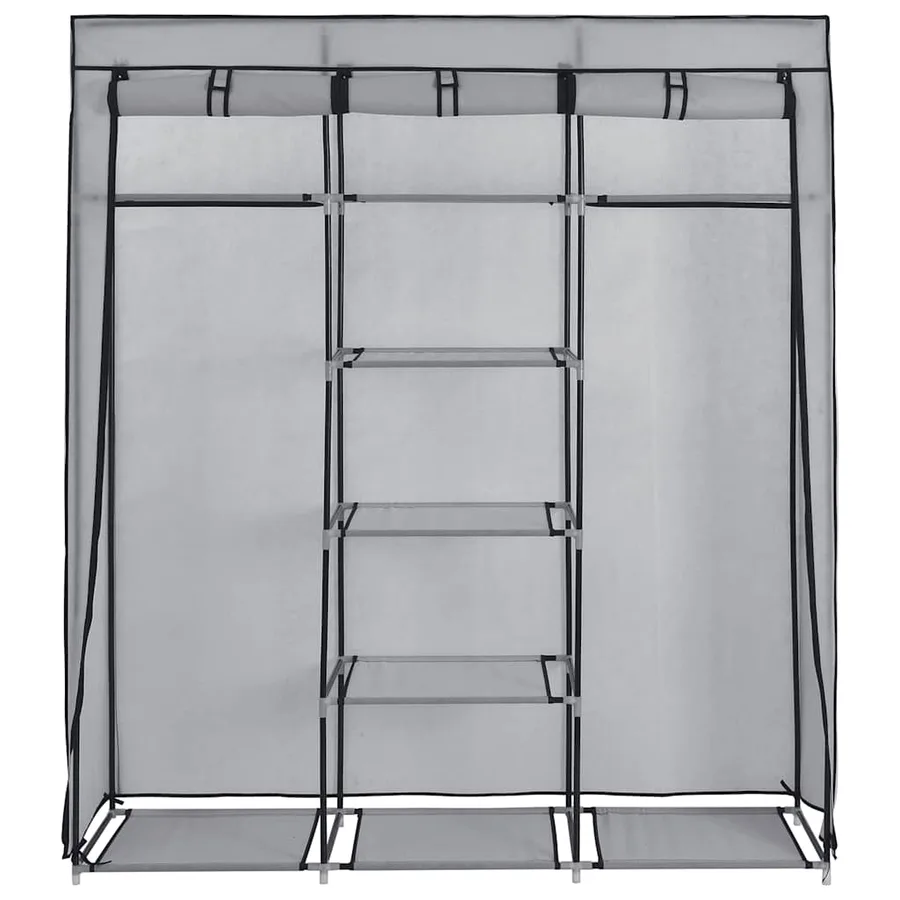 Armoire avec compartiments et barres Gris 150x45x175 cm Tissu - 5