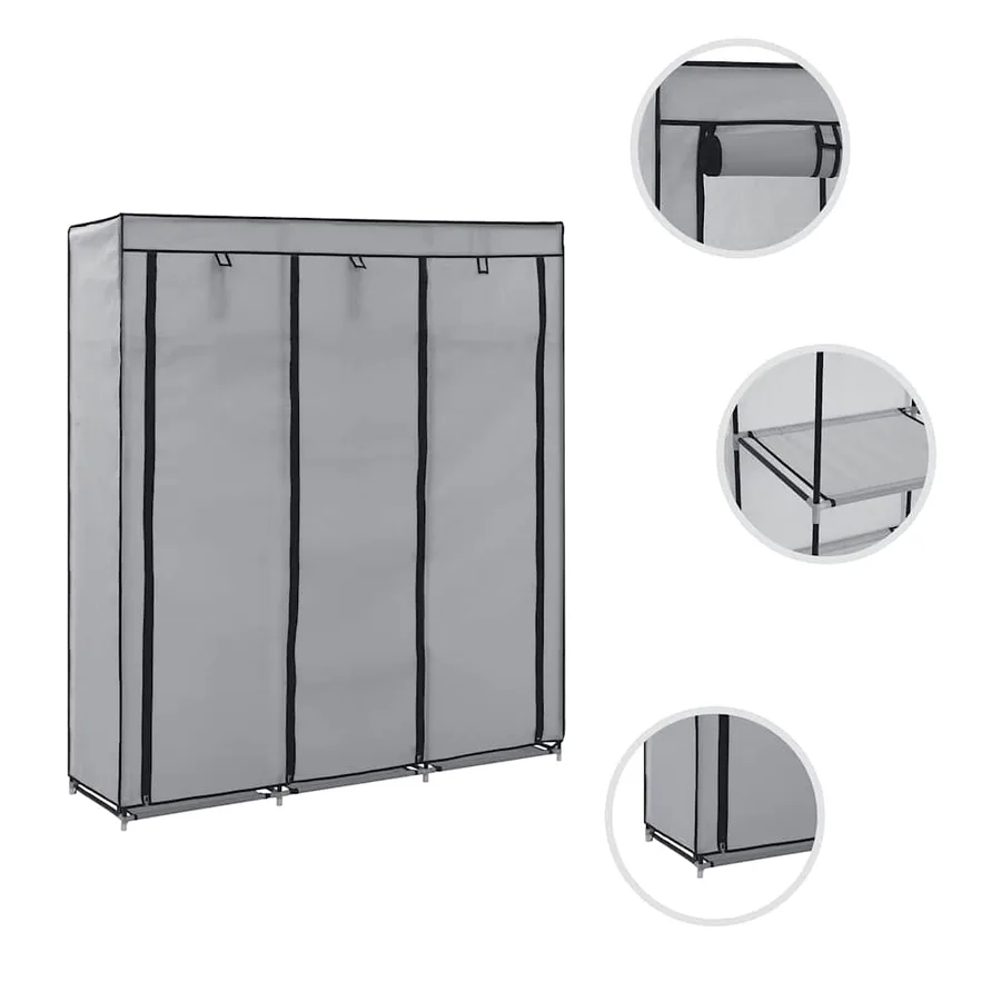 Armoire avec compartiments et barres Gris 150x45x175 cm Tissu - 7