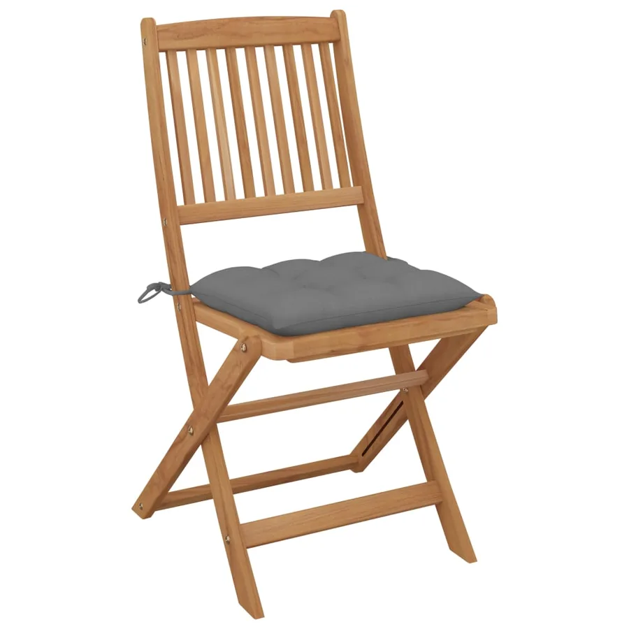 Chaises pliables de jardin lot de 2 avec coussins Bois d'acacia - 3