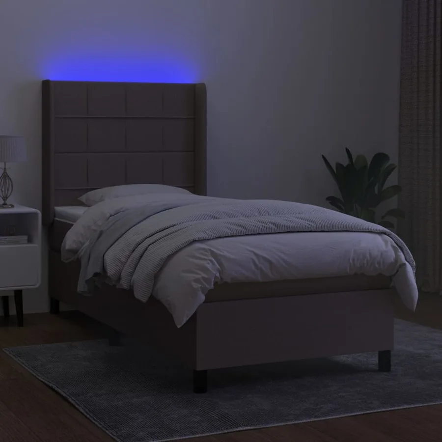 Sommier à lattes de lit matelas LED Taupe 80x200cm Tissu - 3