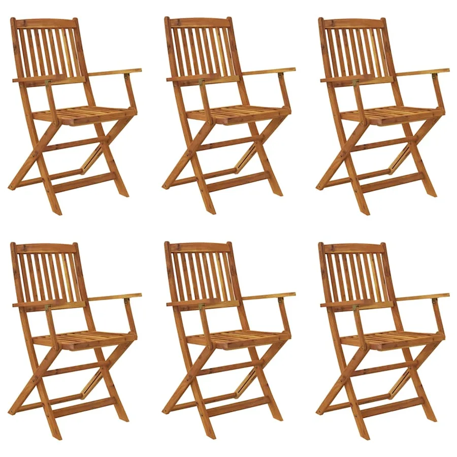 Ensemble à manger de jardin pliable 7 pcs bois d'acacia solide - 2
