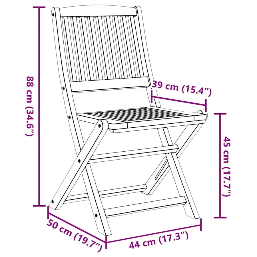 Chaises pliables d'extérieur lot de 2 Bois d'acacia solide - 9