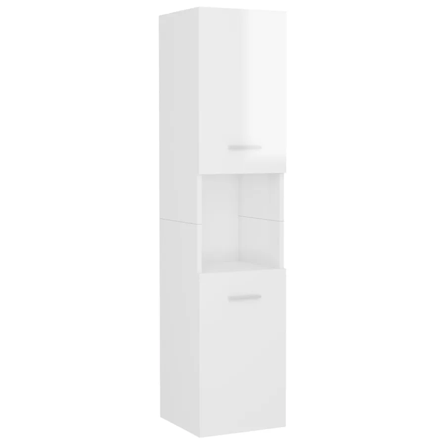 Armoire de salle de bain Blanc brillant Bois d'ingénierie - 2