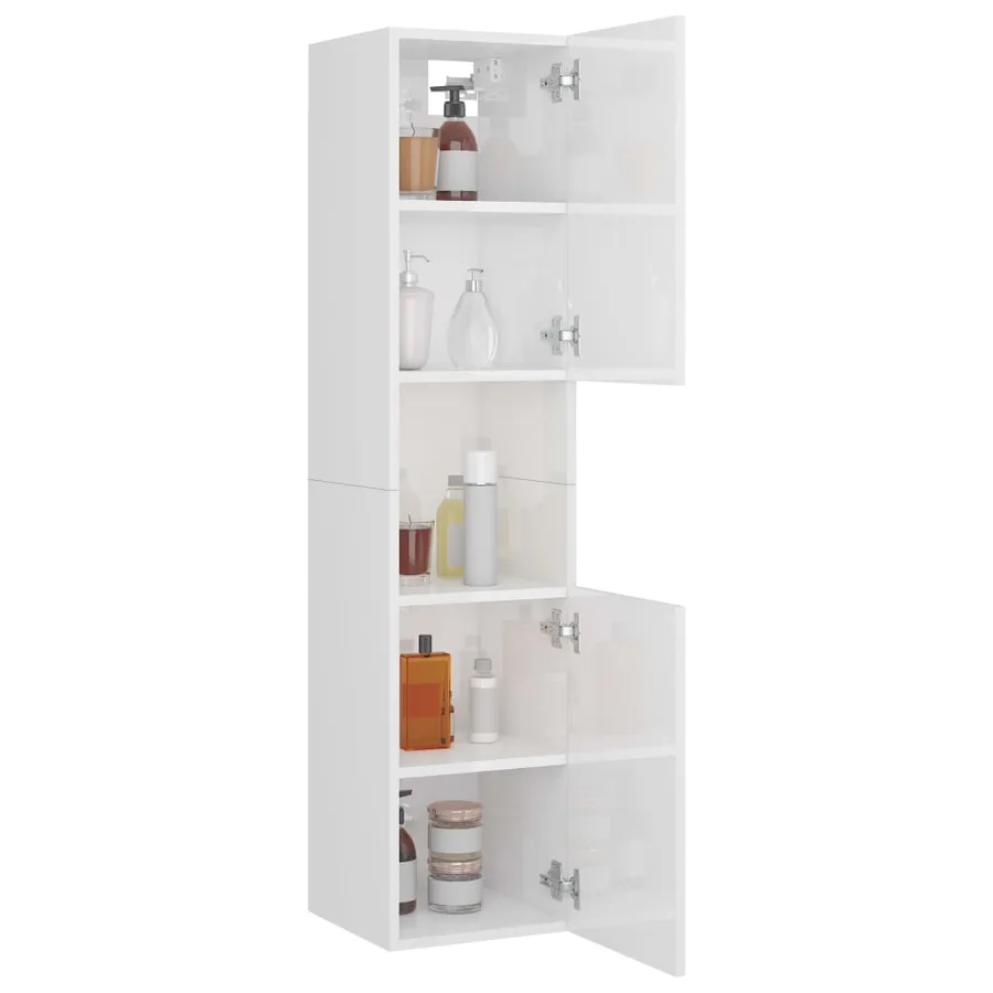Armoire de salle de bain Blanc brillant Bois d'ingénierie - 4