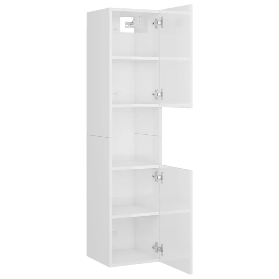 Armoire de salle de bain Blanc brillant Bois d'ingénierie - 7