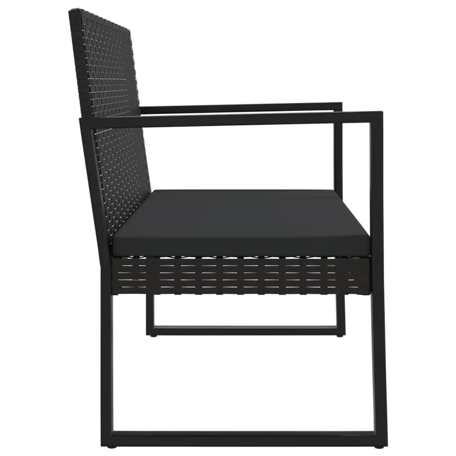 Banc de jardin avec coussins noir 106 cm résine tressée - 4