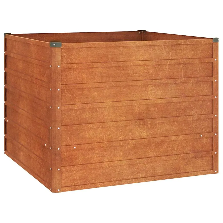 Lit surélevé de jardin rouillé 100x100x77 cm acier corten - 2