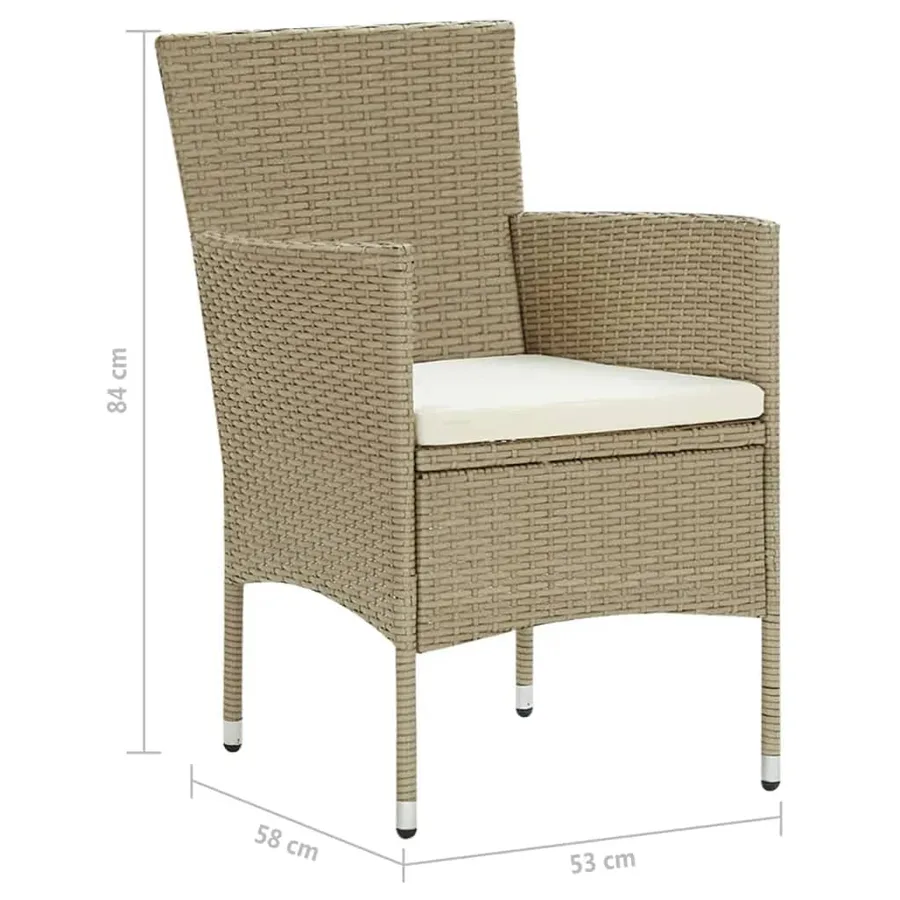 Ensemble à manger de jardin et coussins 7 pcs Poly rotin Beige - 11