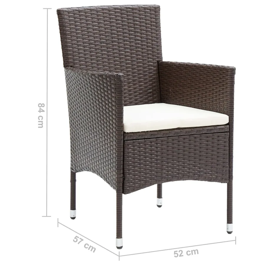 Chaises à manger de jardin lot de 2 Résine tressée Marron - 8