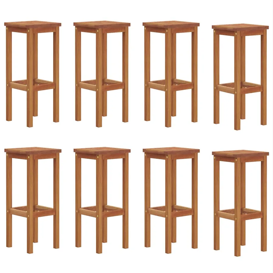 Tabourets de bar lot de 8 bois massif d'acacia - 2
