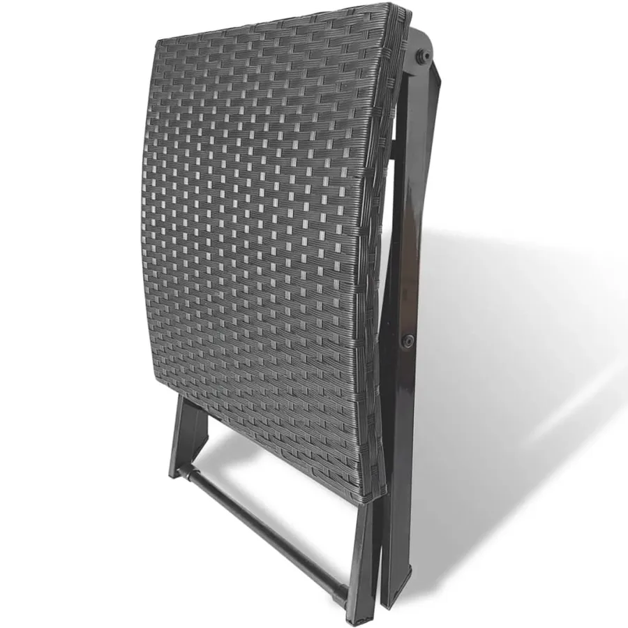 Tabouret pliable Résine tressée Noir - 4