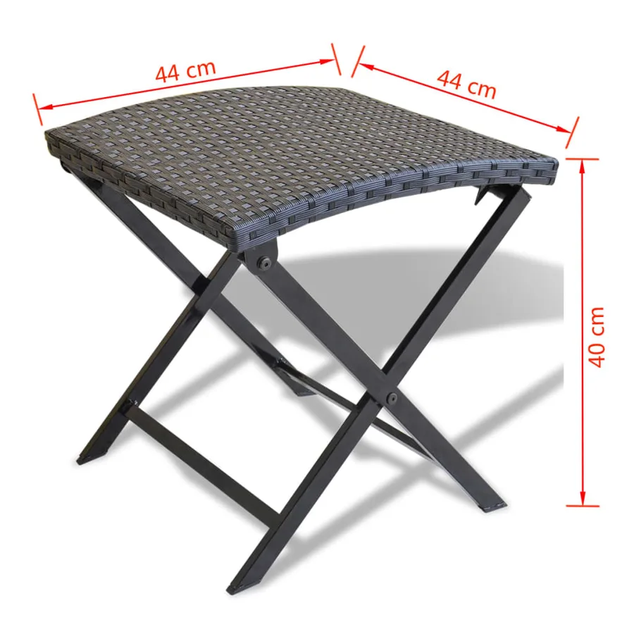 Tabouret pliable Résine tressée Noir - 5