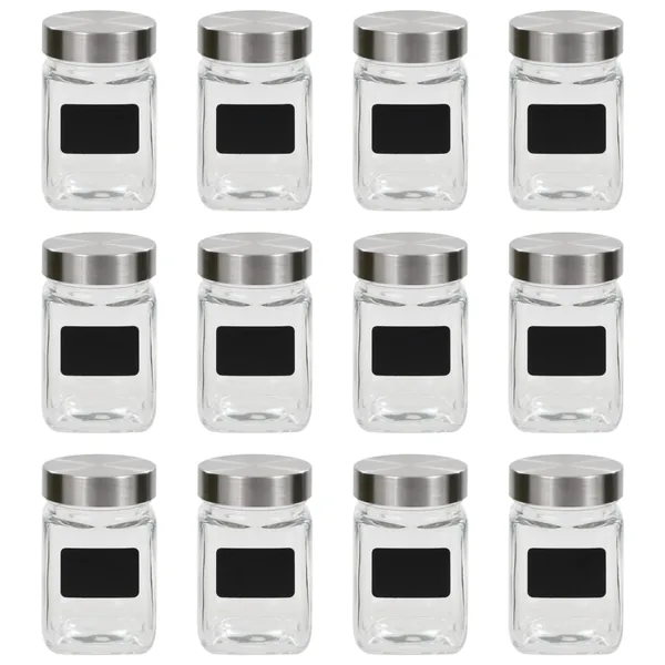 Pots de conservation avec autocollant 12 pcs 300 ml