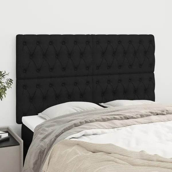 Tête de lit Noir 144x7x118/128 cm Tissu