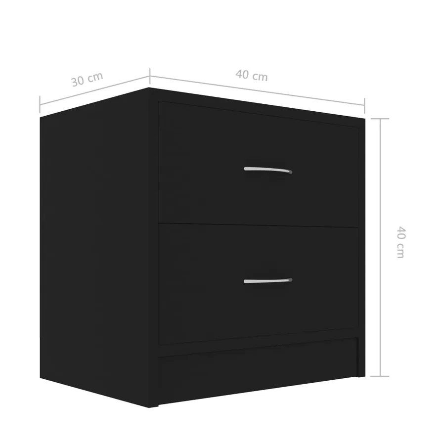 Tables de chevet 2 pcs Noir 40x30x40 cm Bois d'ingénierie - 7