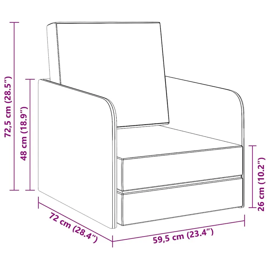 Fauteuil convertible gris clair tissu - 9