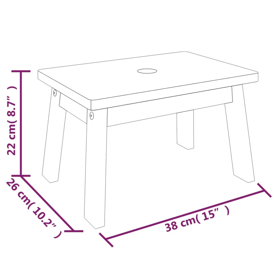 Tabouret-escabeau 38x26x22 cm Bois d'acacia solide - 8