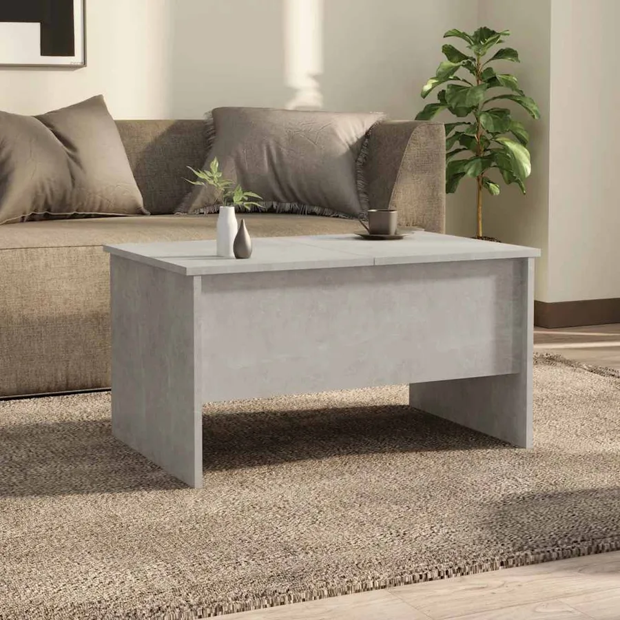 Table basse gris béton 80x50x42,5 cm bois d'ingénierie - 3