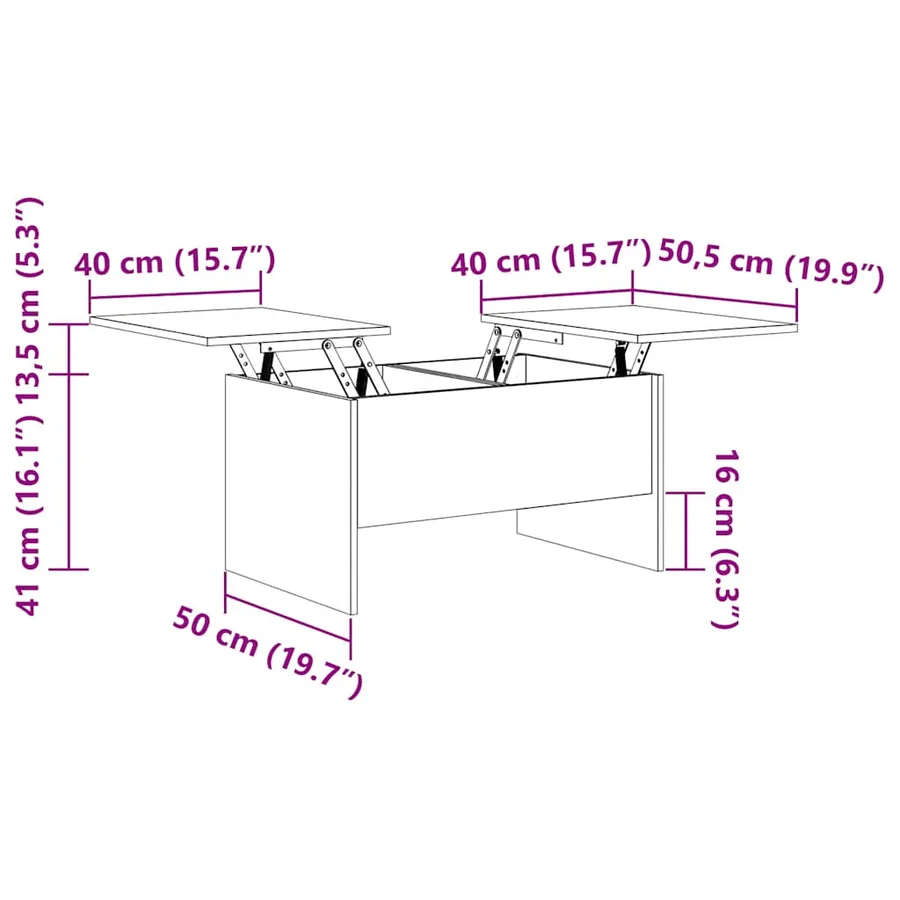 Table basse gris béton 80x50x42,5 cm bois d'ingénierie - 9