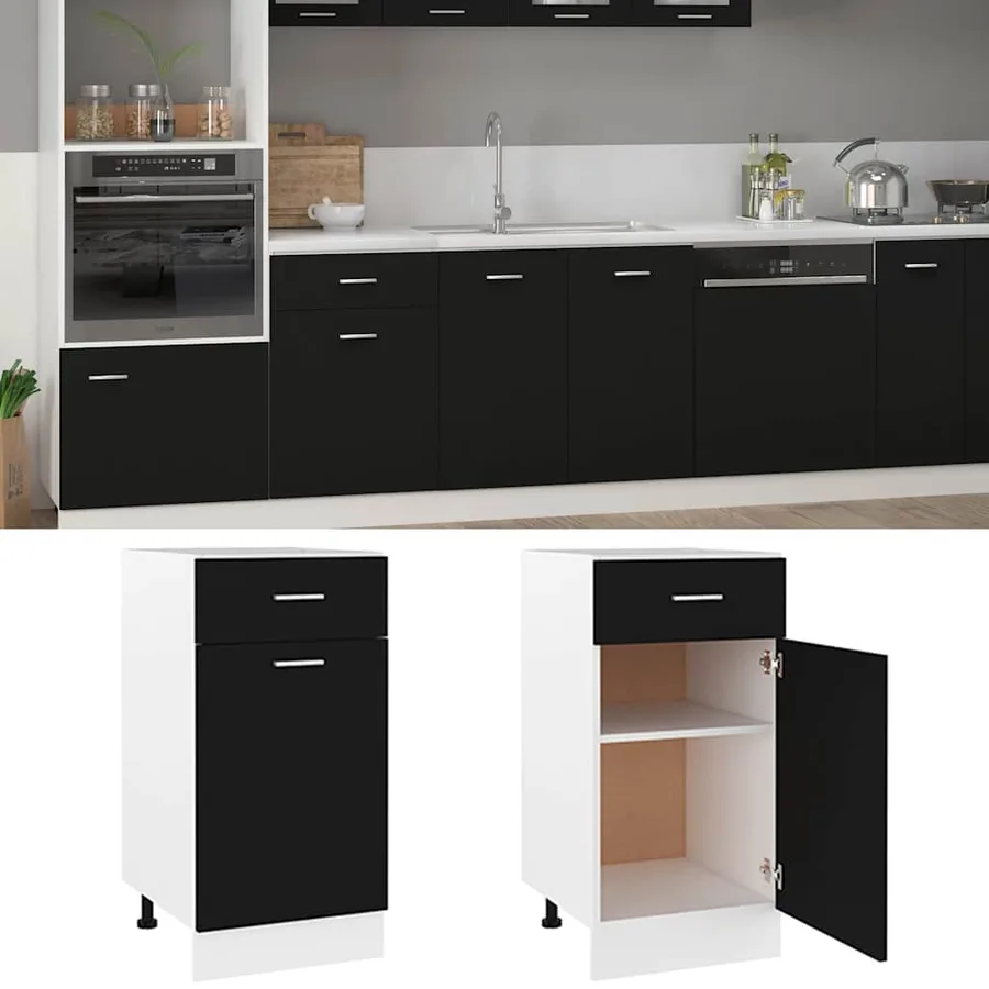 Armoire à tiroirs "Lyon" Noir 40 x 46 x 81,5 cm Bois d'ingénierie - 2