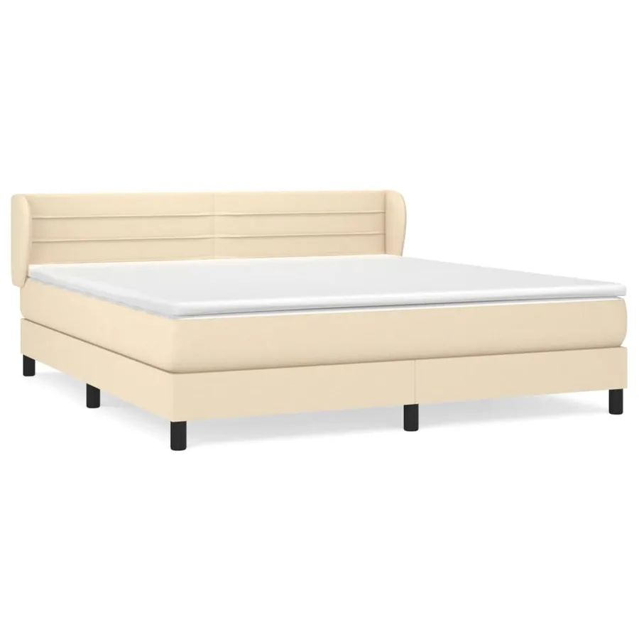 Sommier à lattes de lit avec matelas Crème 160x200 cm Tissu - 2