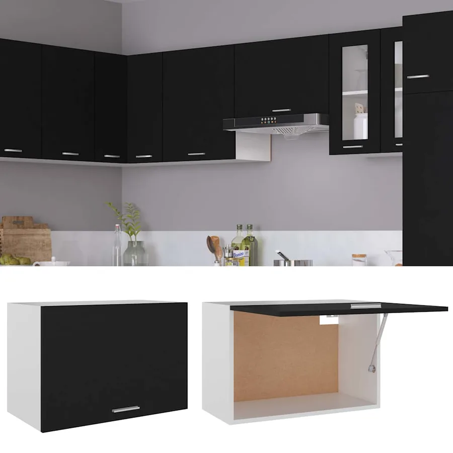 Armoire suspendue "Lyon" Noir 60 x 31 x 40 cm Bois d'ingénierie - 2
