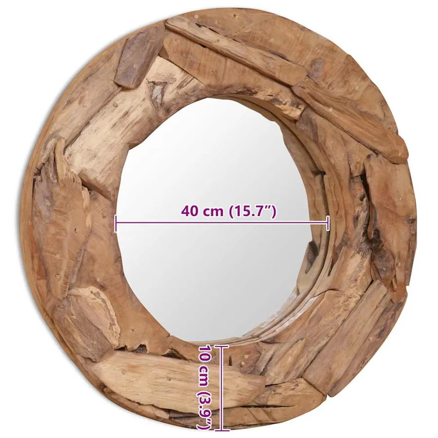 Miroir décoratif Teck 60 cm Rond - 9