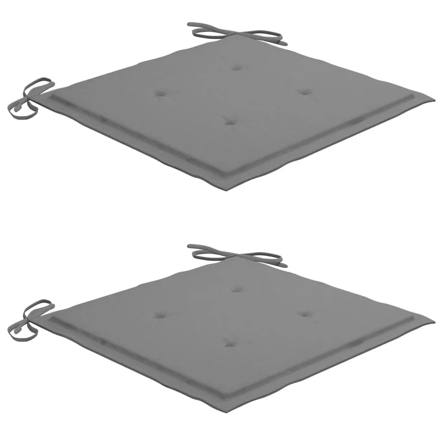 Chaises de jardin lot de 2 et coussins gris Bois de teck massif - 8