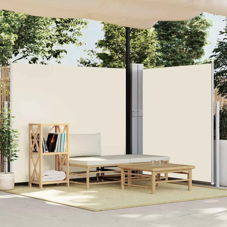 Auvent latéral rétractable de patio 170x1200 cm Crème - 3
