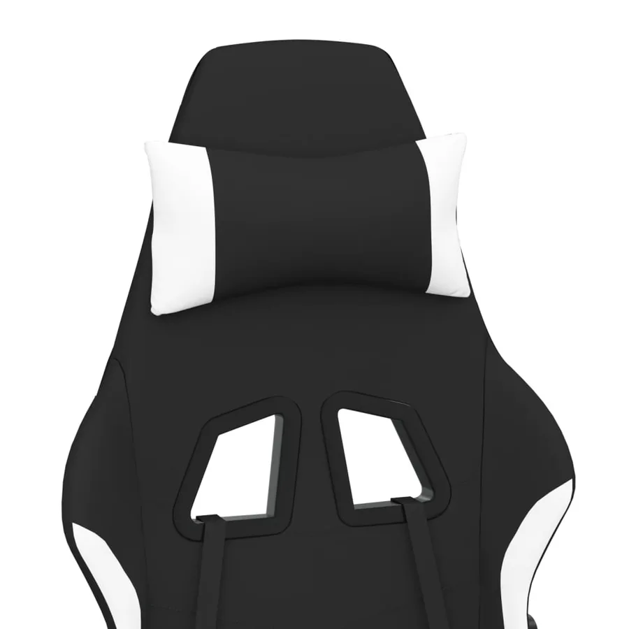 Chaise de jeu avec repose-pied Noir et blanc Tissu - 10