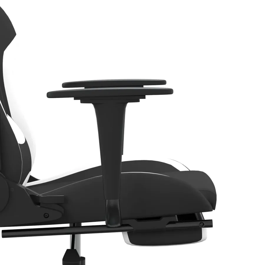 Chaise de jeu avec repose-pied Noir et blanc Tissu - 11