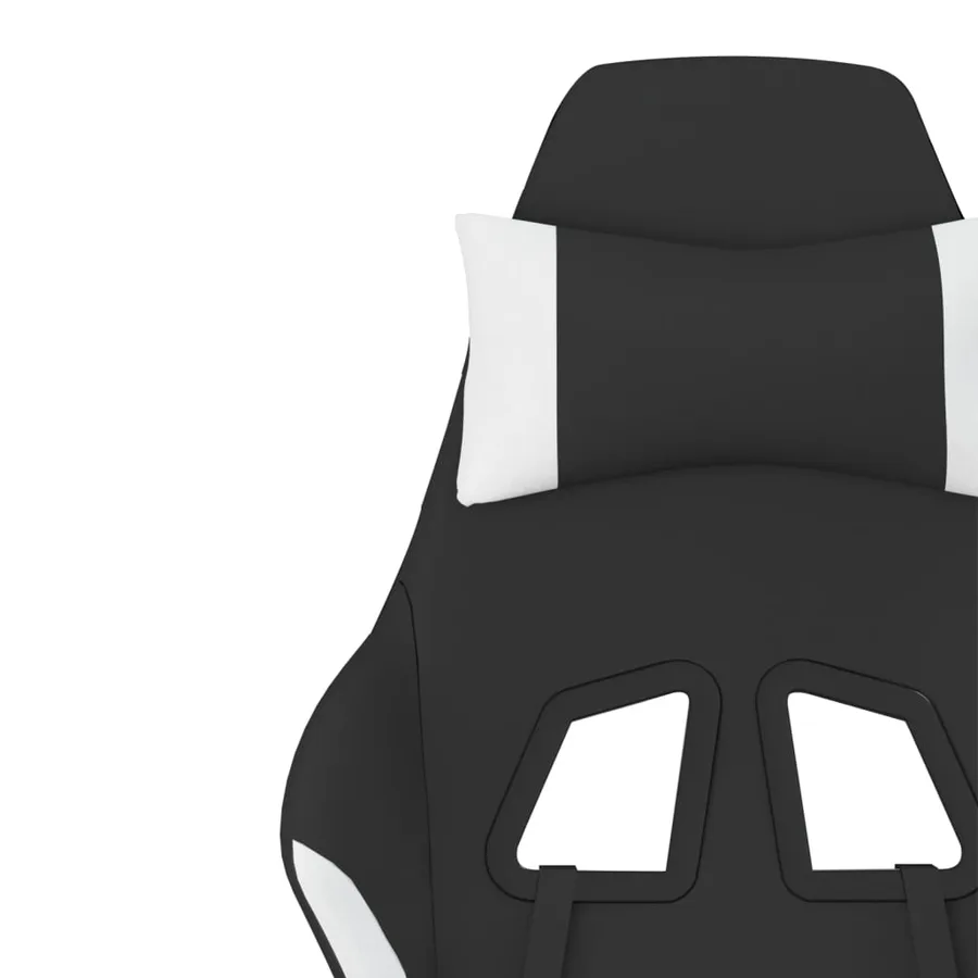 Chaise de jeu avec repose-pied Noir et blanc Tissu - 12