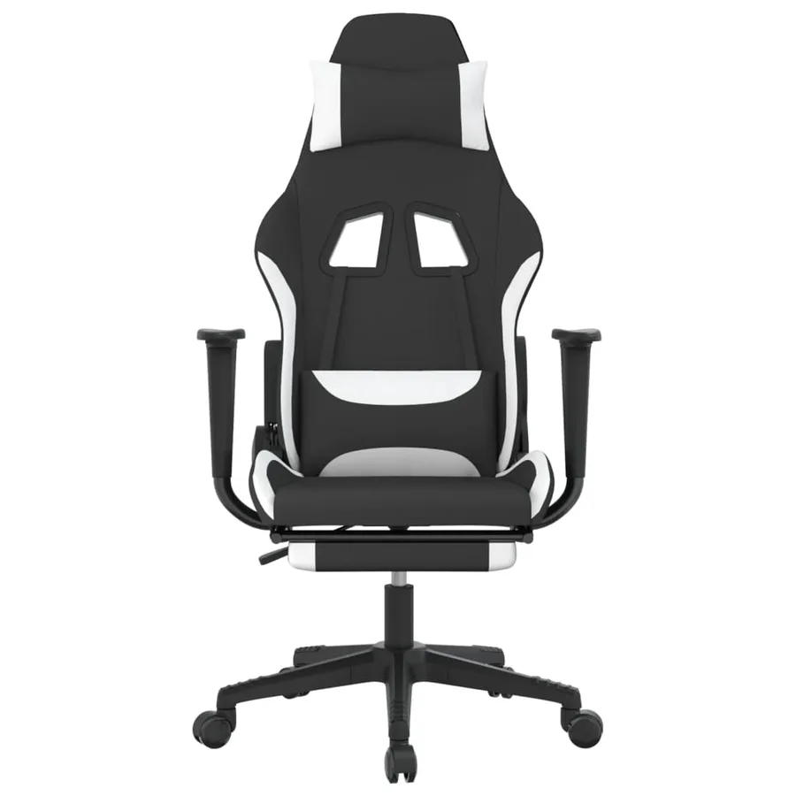 Chaise de jeu avec repose-pied Noir et blanc Tissu - 3