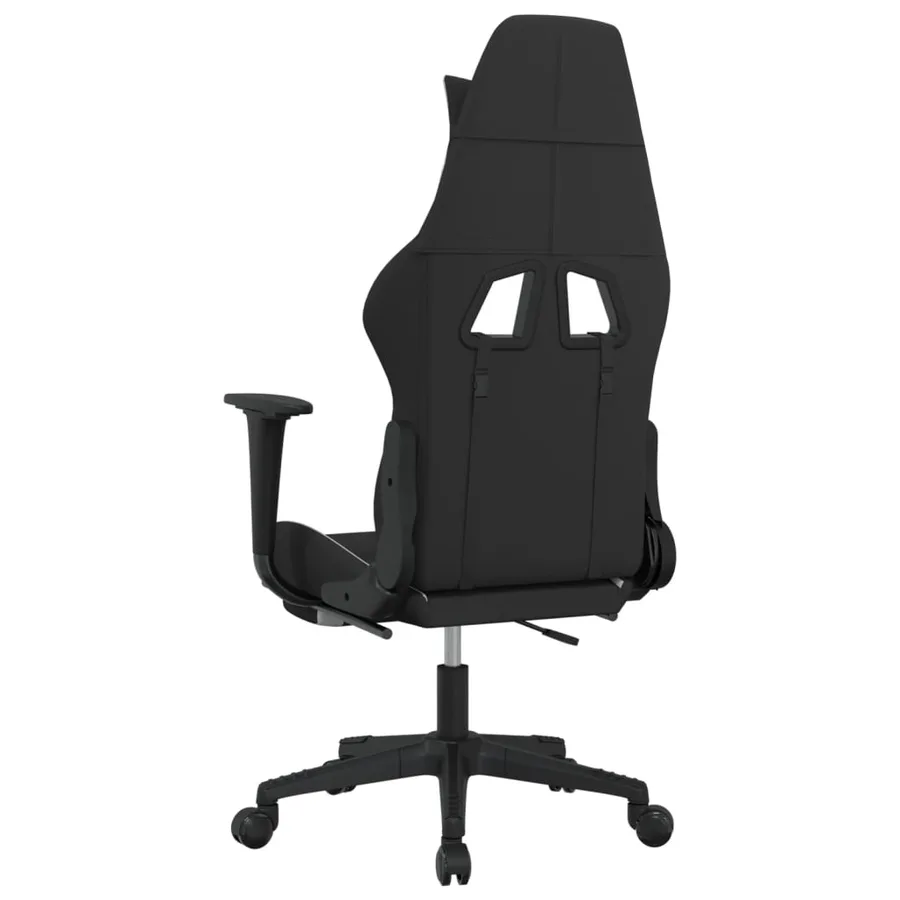 Chaise de jeu avec repose-pied Noir et blanc Tissu - 5