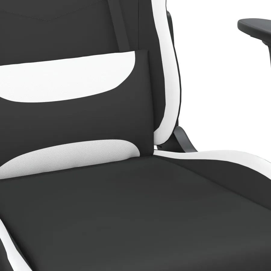 Chaise de jeu avec repose-pied Noir et blanc Tissu - 9