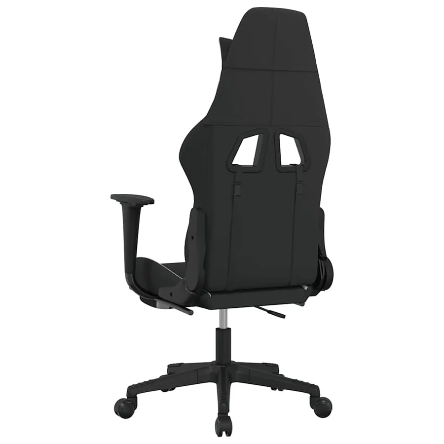 Chaise de jeu de massage avec repose-pied Noir et blanc Tissu - 5