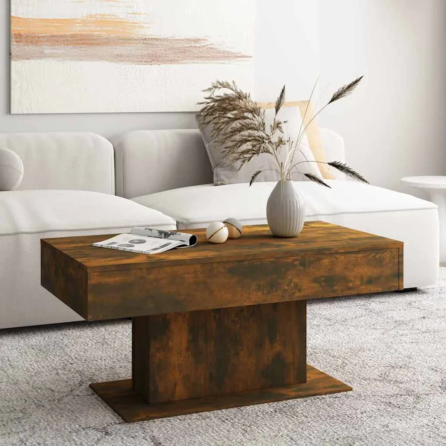 Table basse Chêne fumé 96x50x45 cm Bois d'ingénierie - 3