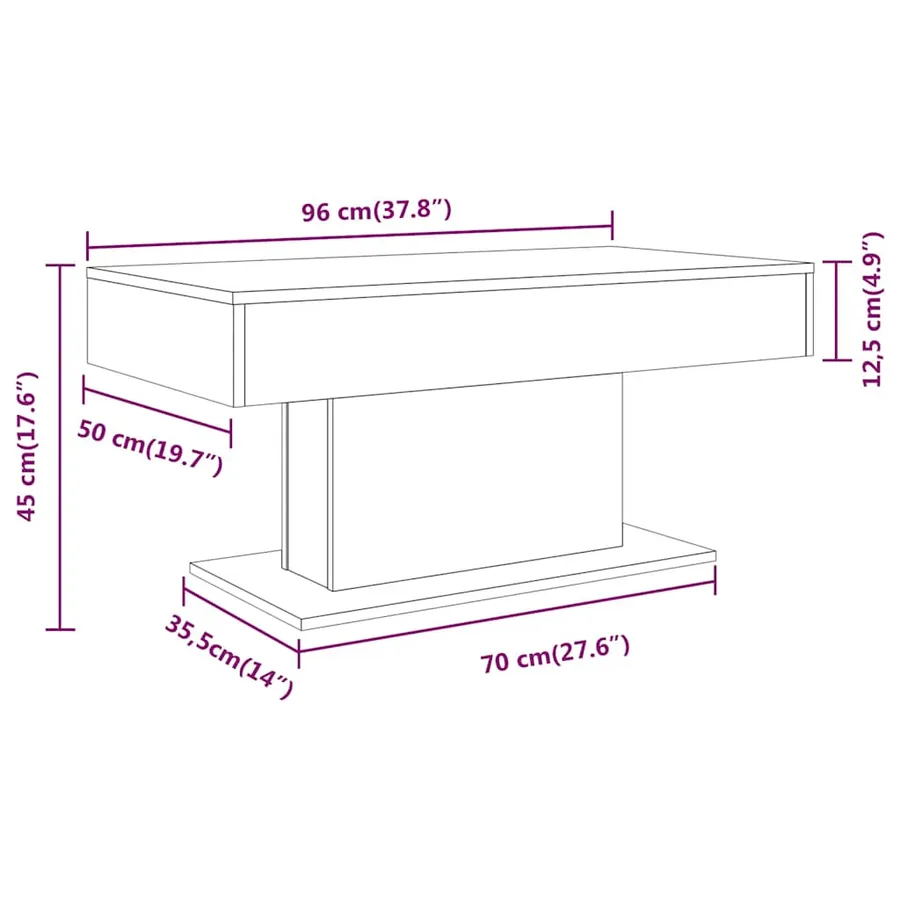 Table basse Chêne fumé 96x50x45 cm Bois d'ingénierie - 7