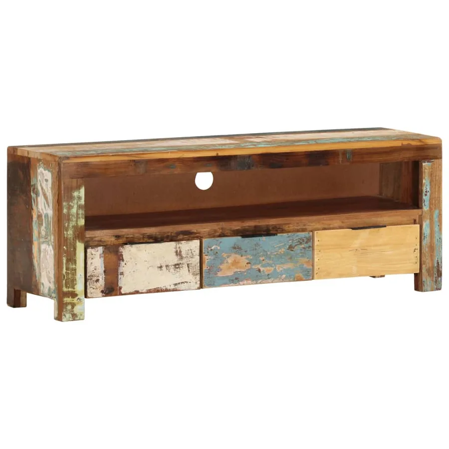 Meuble TV 110x30x40 cm Bois de récupération massif - 10