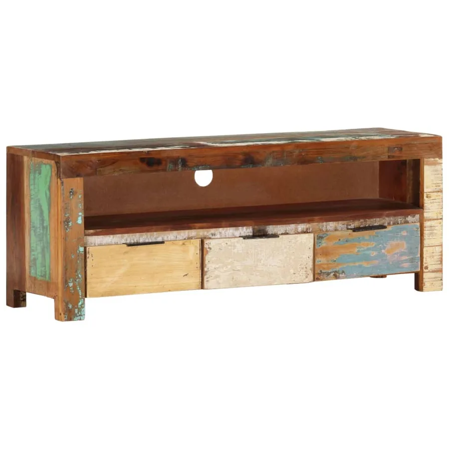Meuble TV 110x30x40 cm Bois de récupération massif - 11