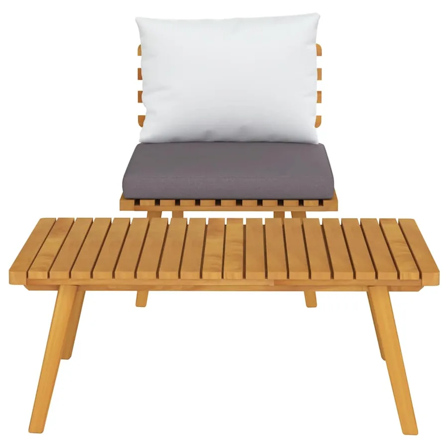 Salon de jardin 2 pcs avec coussins Bois d'acacia solide - 4