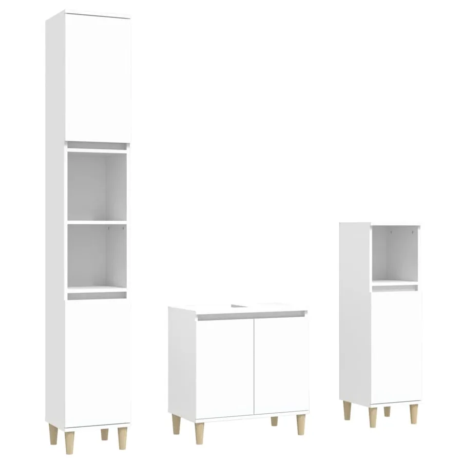 Ensemble de meubles salle de bain 3 pcs blanc bois d'ingénierie - 2