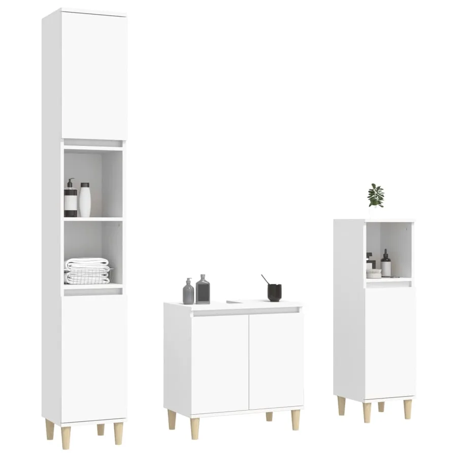 Ensemble de meubles salle de bain 3 pcs blanc bois d'ingénierie - 3